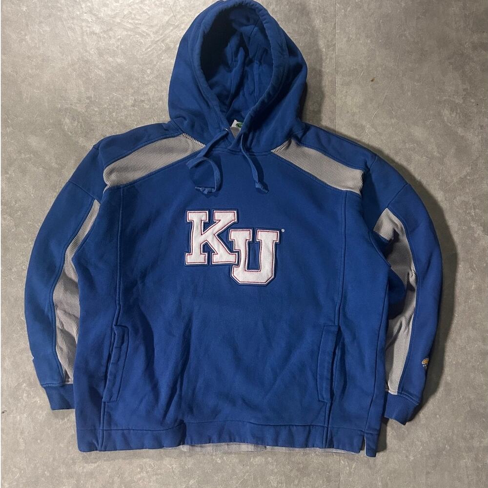 2000's Vintage University of Kansas Logo Blue Hoodie -L